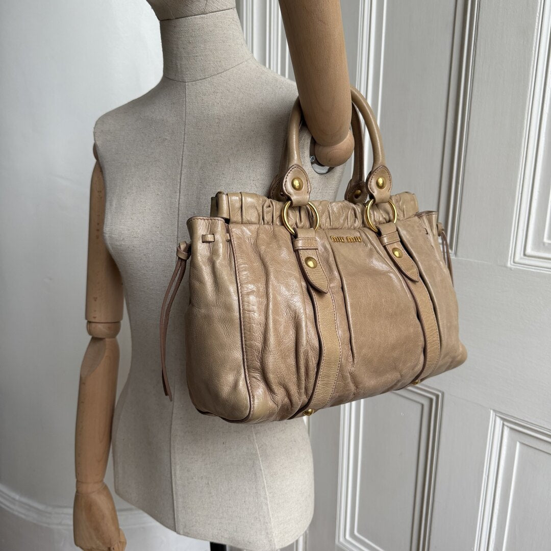 Miu Miu Vitello Leather Brown Handbag