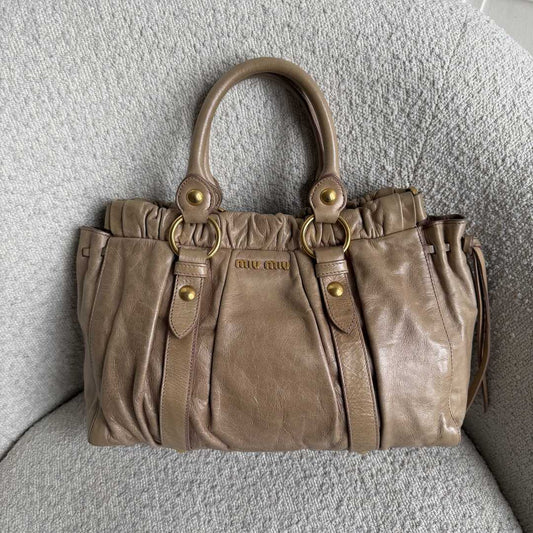 Miu Miu Vitello Leather Brown Handbag