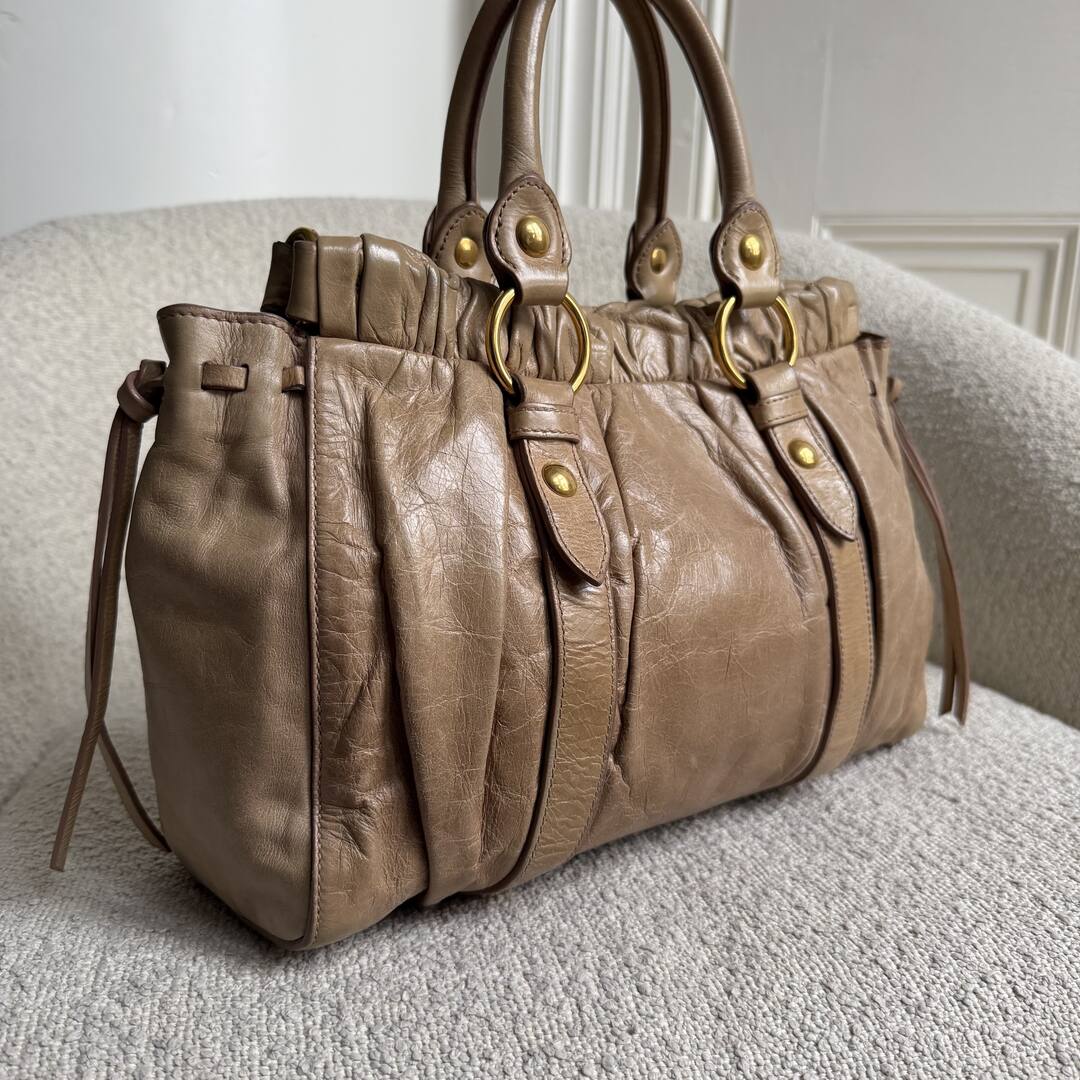 Miu Miu Vitello Leather Brown Handbag