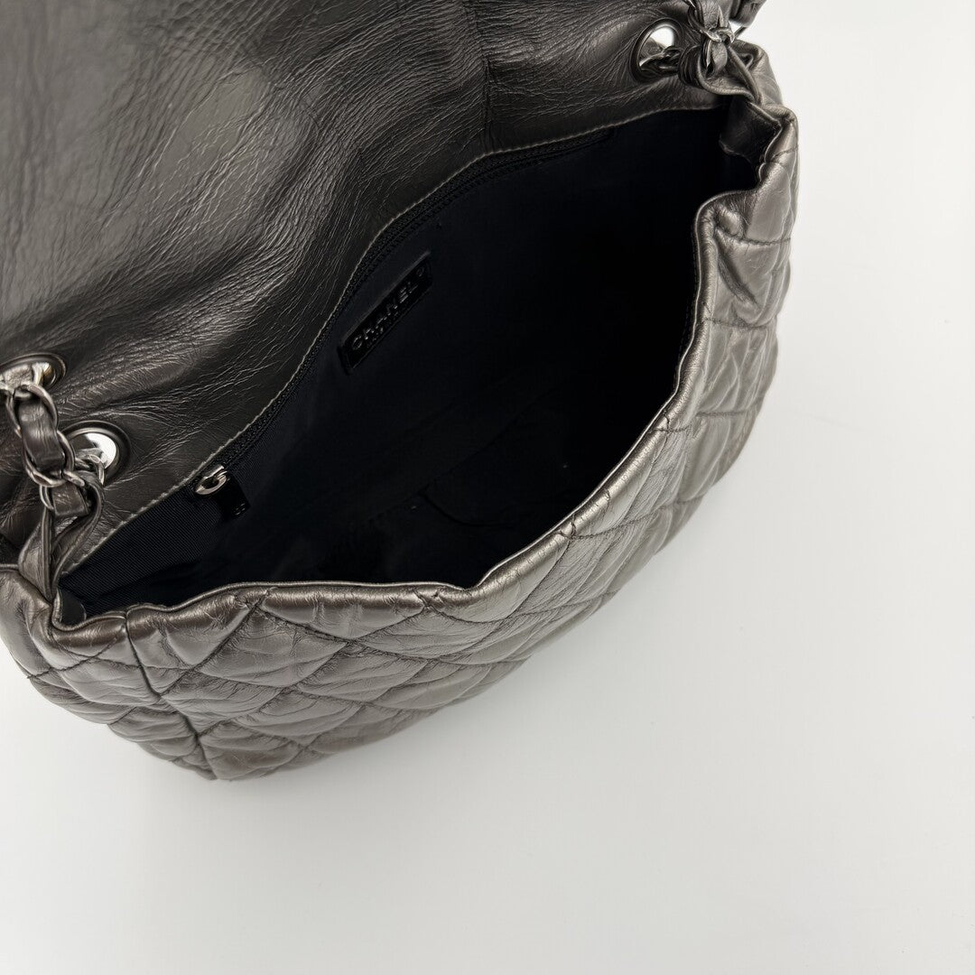 2010 Chanel Timeless Metallic Silver Chain Classic Flap Bag