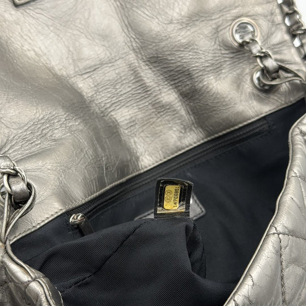 2010 Chanel Timeless Metallic Silver Chain Classic Flap Bag