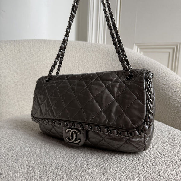 2010 Chanel Timeless Metallic Silver Chain Classic Flap Bag