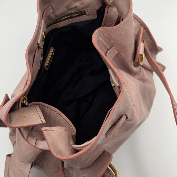 Miu Miu Vitello Leather Dusty Pink Tote Bag