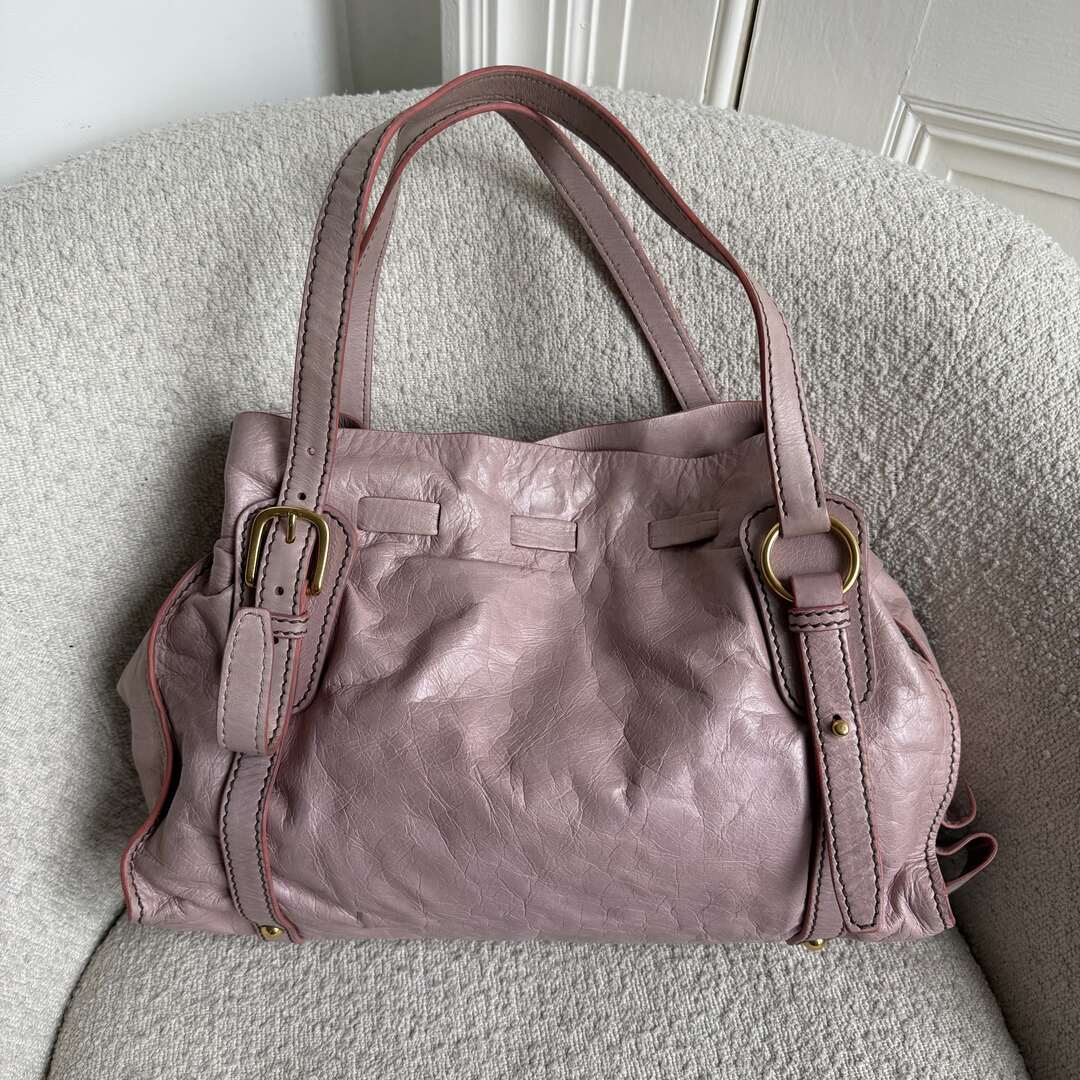 Miu Miu Vitello Leather Dusty Pink Tote Bag