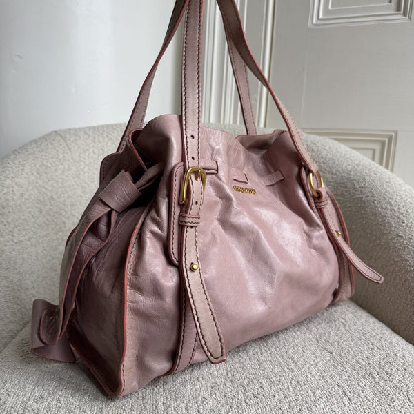 Miu Miu Vitello Leather Dusty Pink Tote Bag