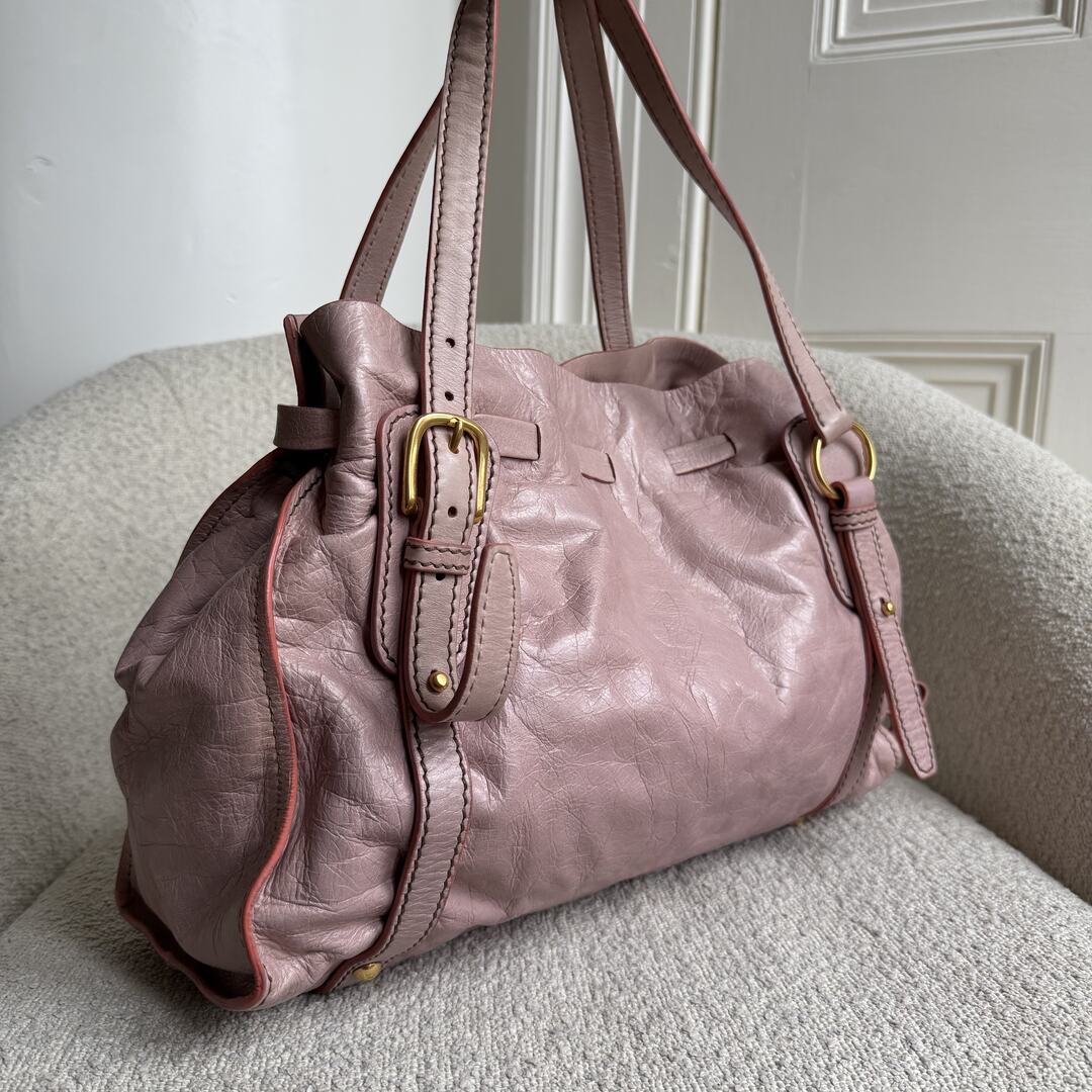 Miu Miu Vitello Leather Dusty Pink Tote Bag