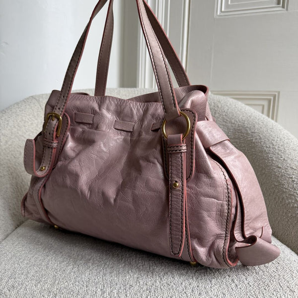 Miu Miu Vitello Leather Dusty Pink Tote Bag