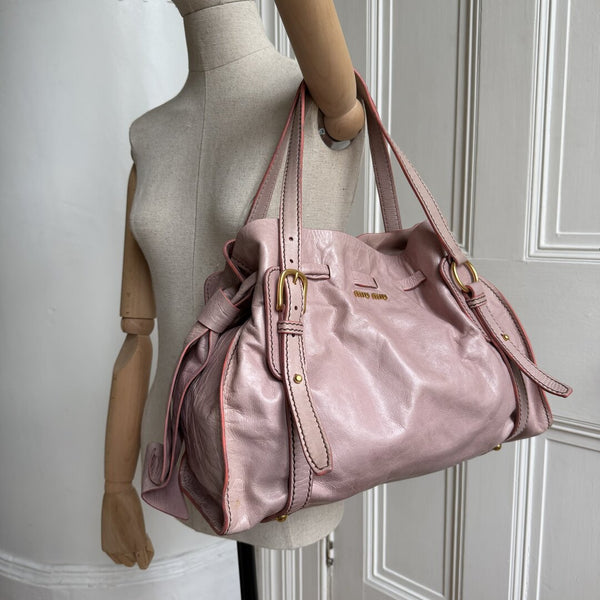 Miu Miu Vitello Leather Dusty Pink Tote Bag