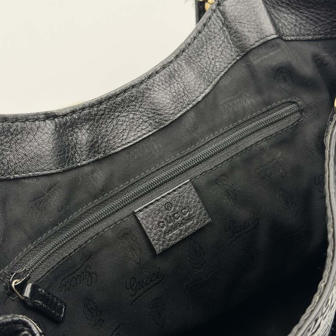 Gucci Guccissima Hobo Black Leather Shoulder Bag