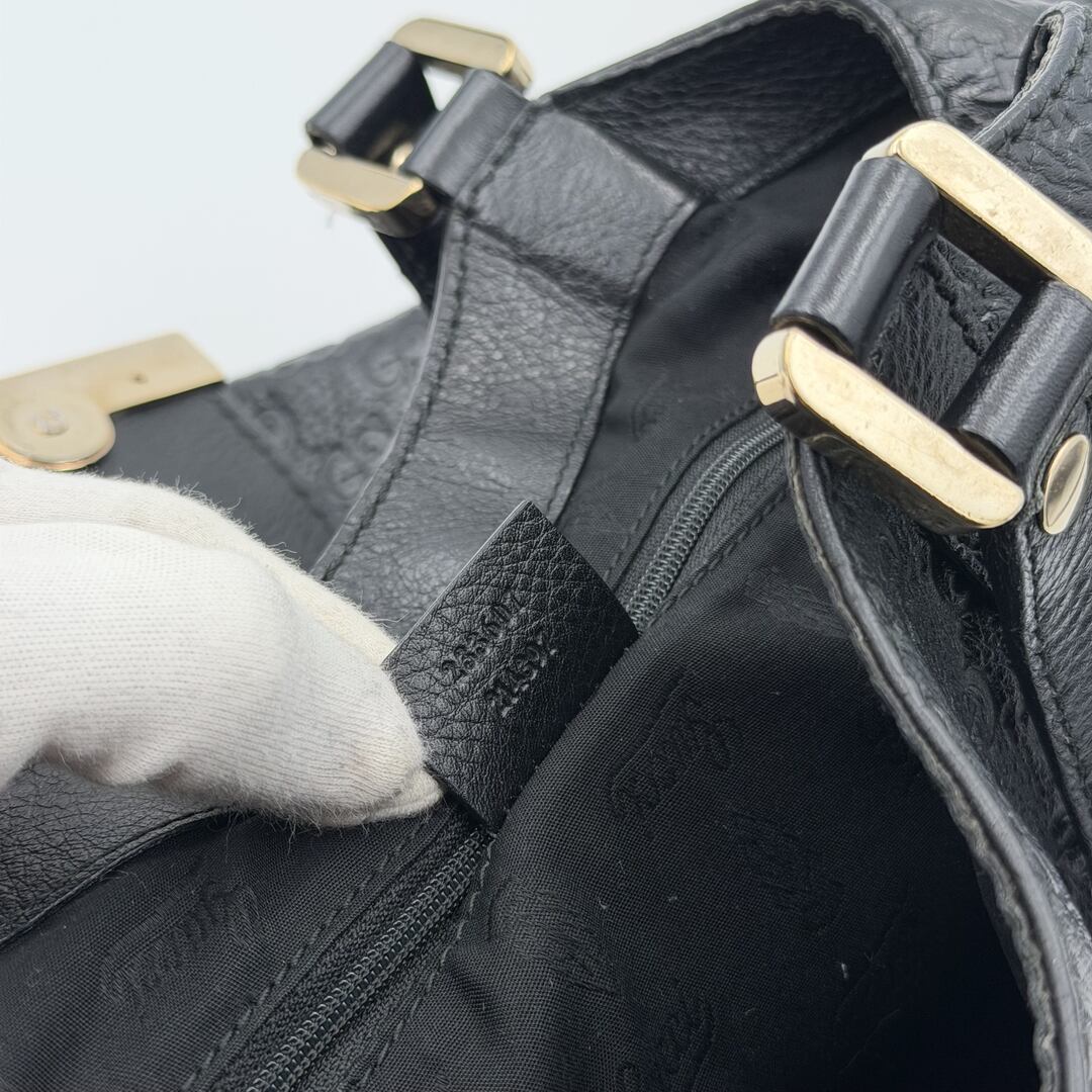 Gucci Guccissima Hobo Black Leather Shoulder Bag