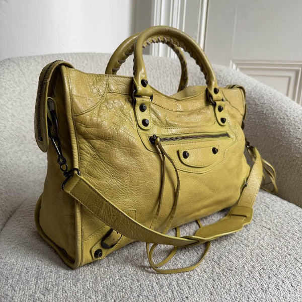 2014 Balenciaga City Leather Yellow Handbag