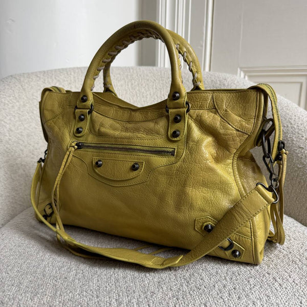 2014 Balenciaga City Leather Yellow Handbag