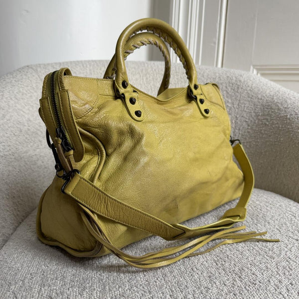 2014 Balenciaga City Leather Yellow Handbag