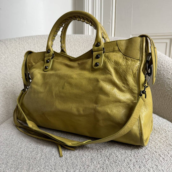 2014 Balenciaga City Leather Yellow Handbag
