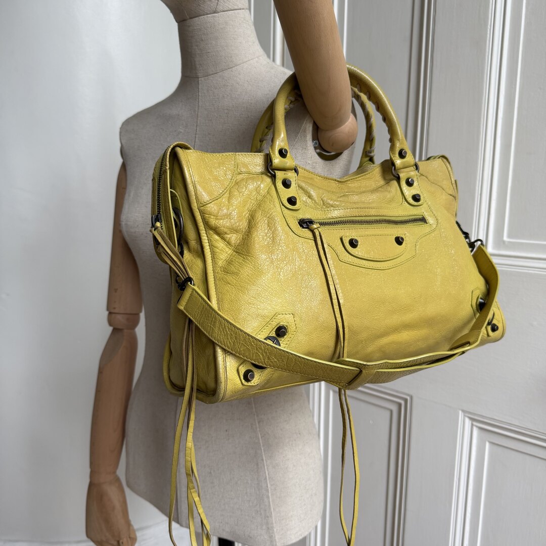 2014 Balenciaga City Leather Yellow Handbag