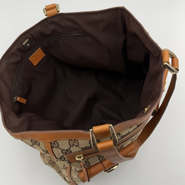 Gucci GG Canvas Abbey D-Ring Pocket Brown Tote Bag