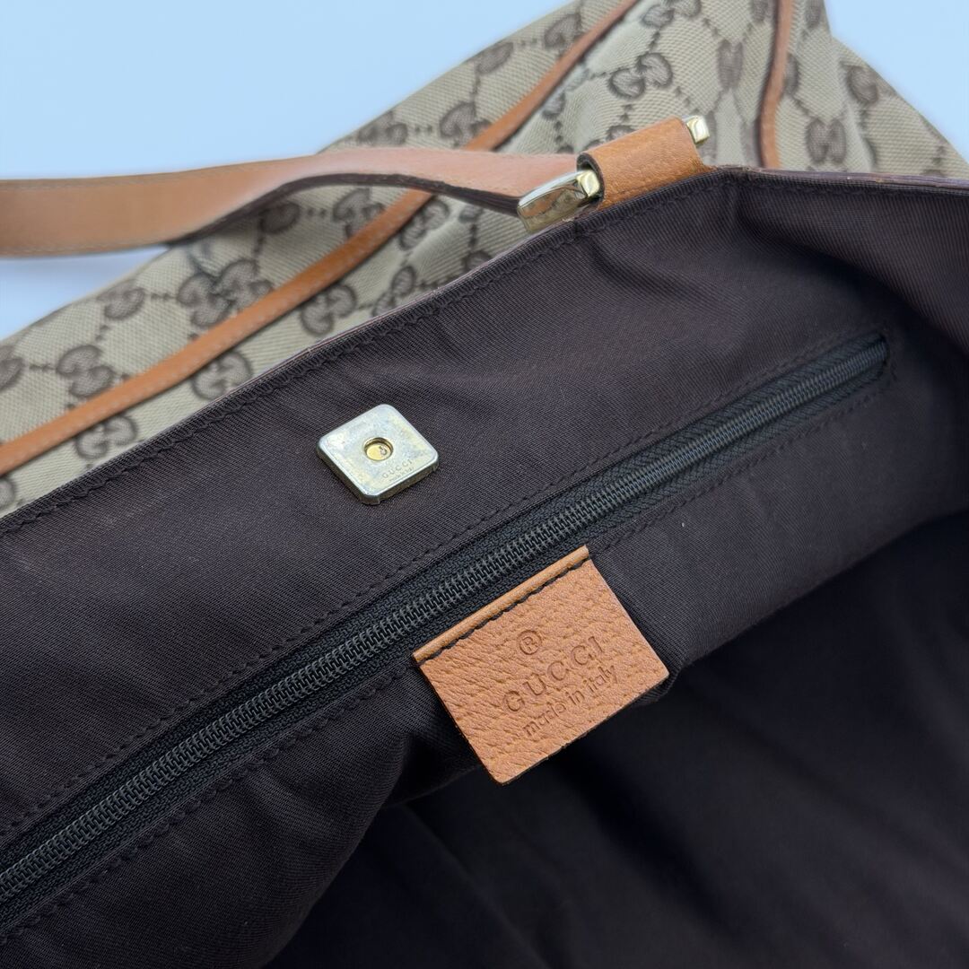 Gucci GG Canvas Abbey D-Ring Pocket Brown Tote Bag