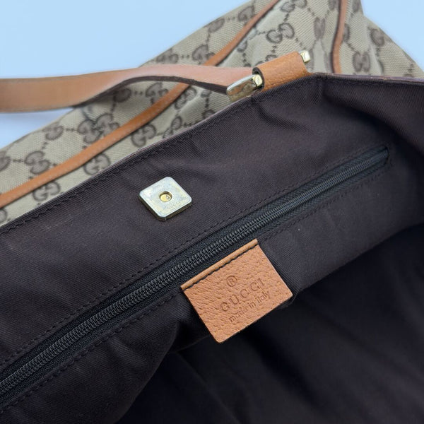 Gucci GG Canvas Abbey D-Ring Pocket Brown Tote Bag