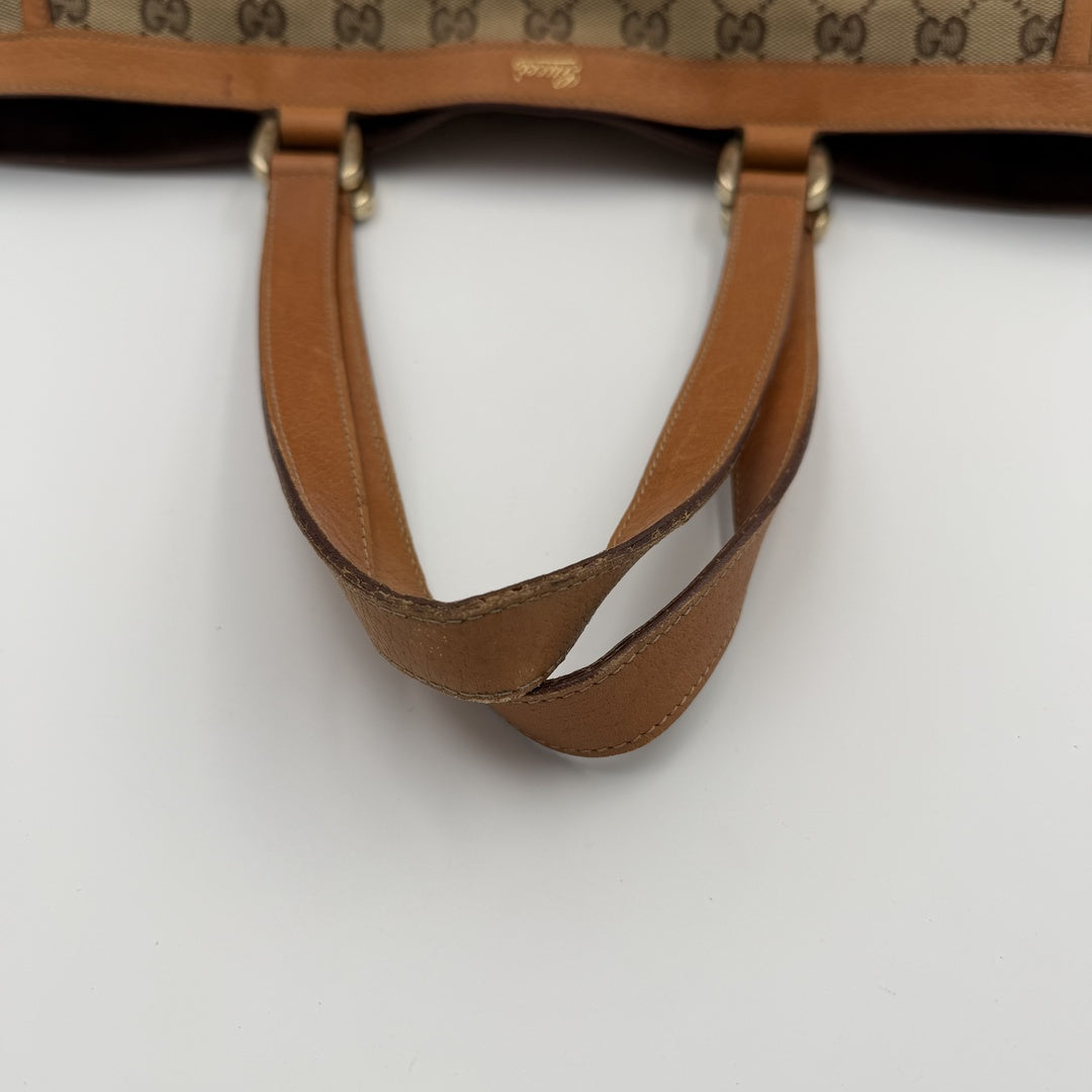 Gucci GG Canvas Abbey D-Ring Pocket Brown Tote Bag