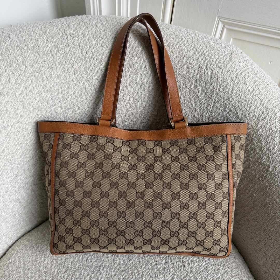 Gucci GG Canvas Abbey D-Ring Pocket Brown Tote Bag