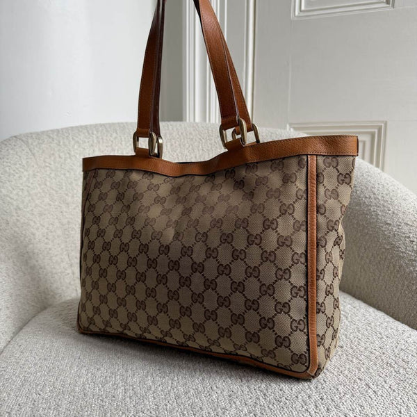 Gucci GG Canvas Abbey D-Ring Pocket Brown Tote Bag