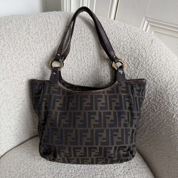 Fendi Zucca Canvas Chef Brown Tote Bag