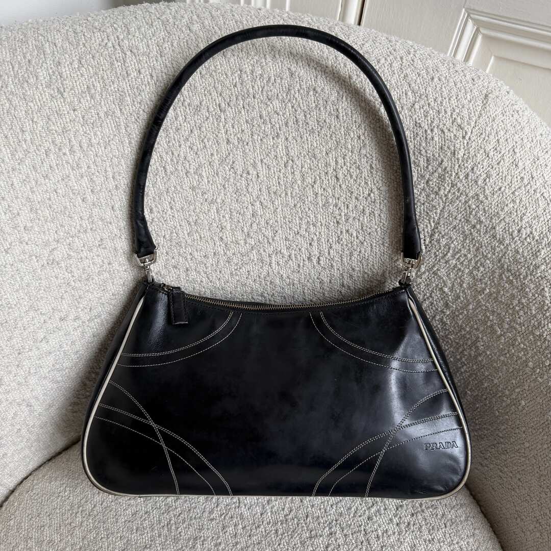 Prada Napa Leather Black Shoulder Bag