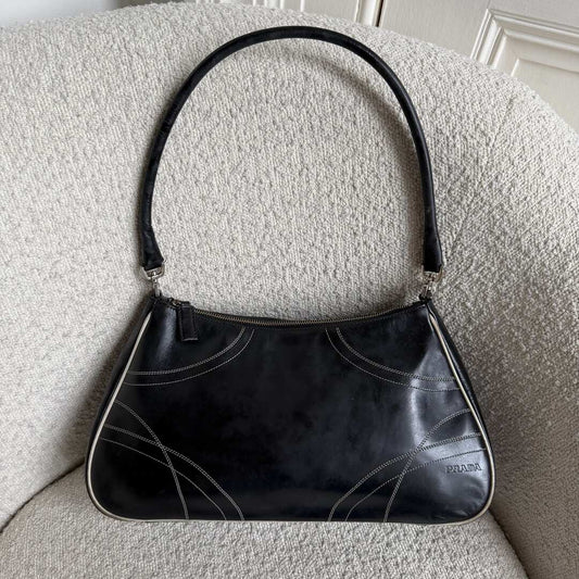 Prada Napa Leather Black Shoulder Bag