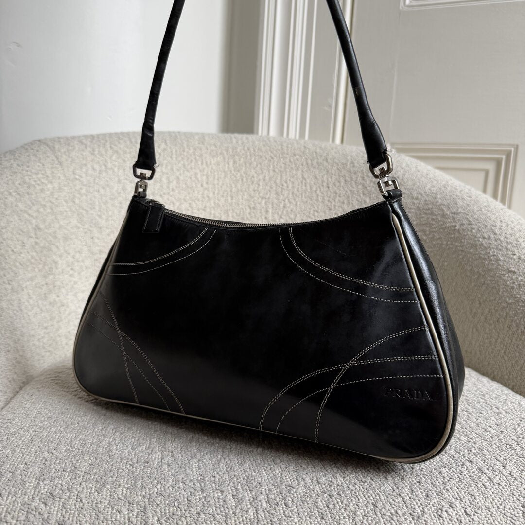 Prada Napa Leather Black Shoulder Bag