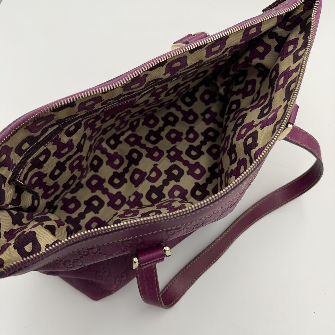 RARE Gucci Guccissima Abbey Purple Leather Shoulder Bag