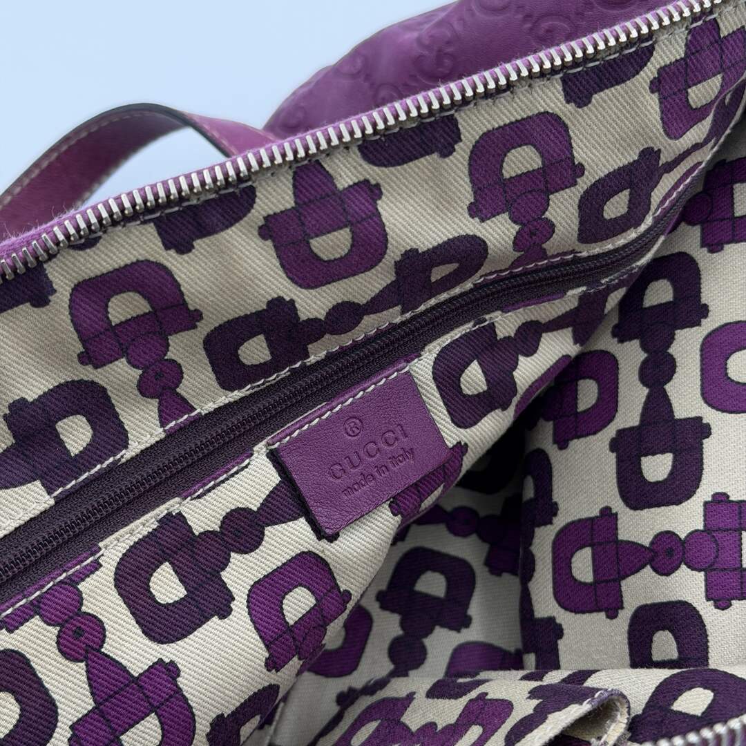 RARE Gucci Guccissima Abbey Purple Leather Shoulder Bag
