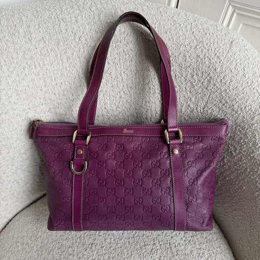RARE Gucci Guccissima Abbey Purple Leather Shoulder Bag