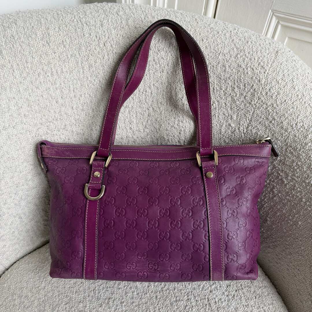 RARE Gucci Guccissima Abbey Purple Leather Shoulder Bag