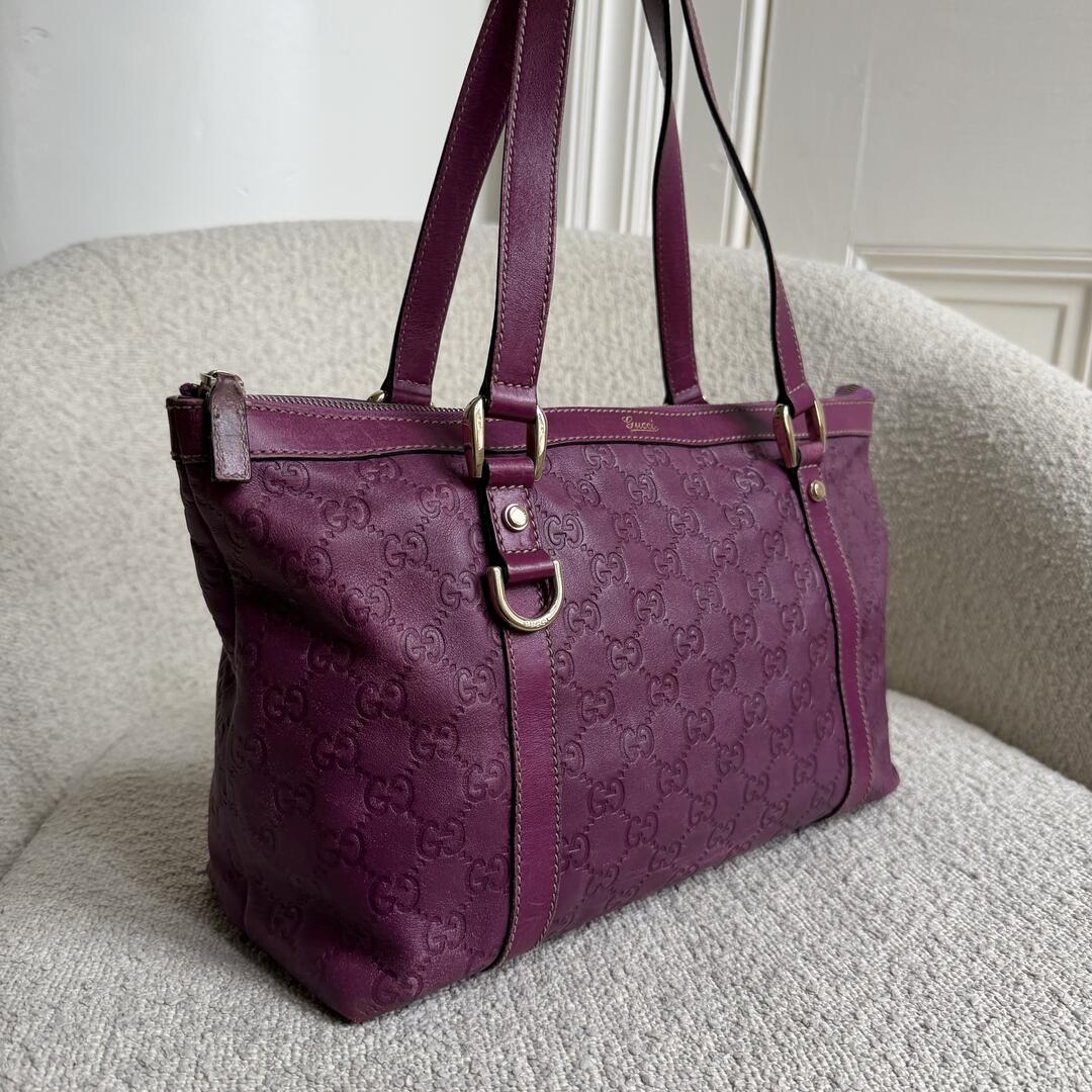 RARE Gucci Guccissima Abbey Purple Leather Shoulder Bag