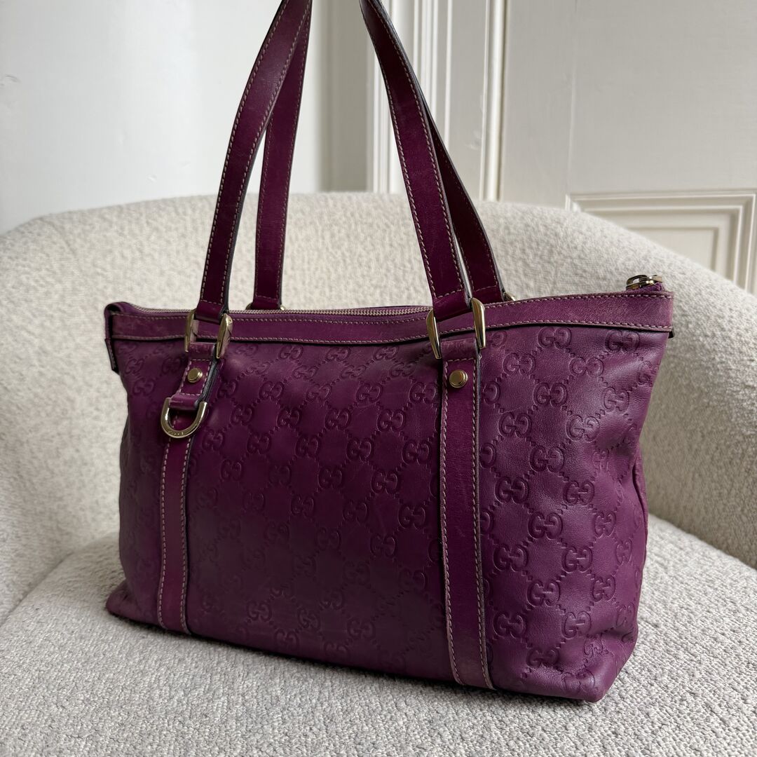 RARE Gucci Guccissima Abbey Purple Leather Shoulder Bag