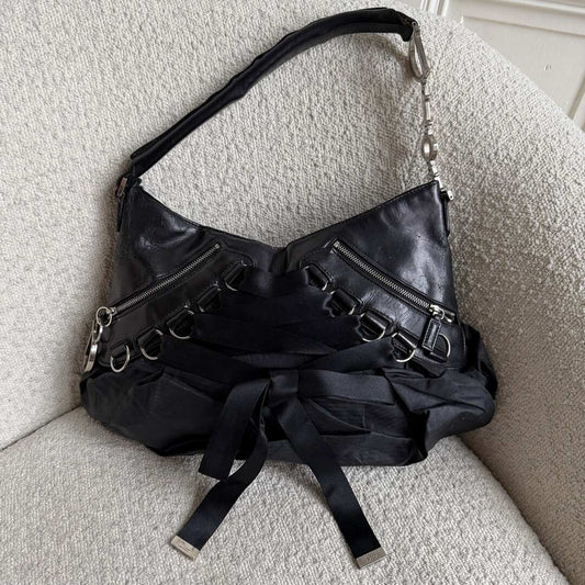 RARE Dior Corset Black Leather Shoulder Bag