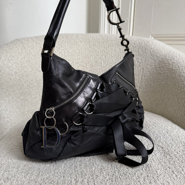 RARE Dior Corset Black Leather Shoulder Bag