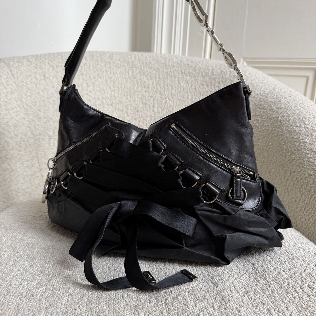 RARE Dior Corset Black Leather Shoulder Bag