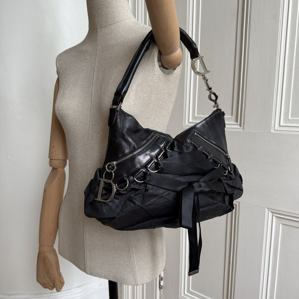 RARE Dior Corset Black Leather Shoulder Bag