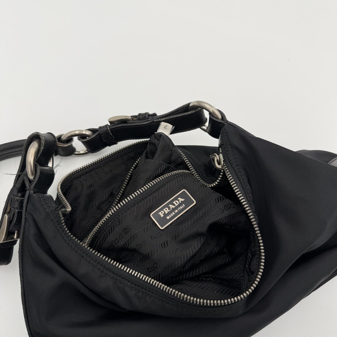 Prada Tessuto Hobo Nylon Black Shoulder Bag