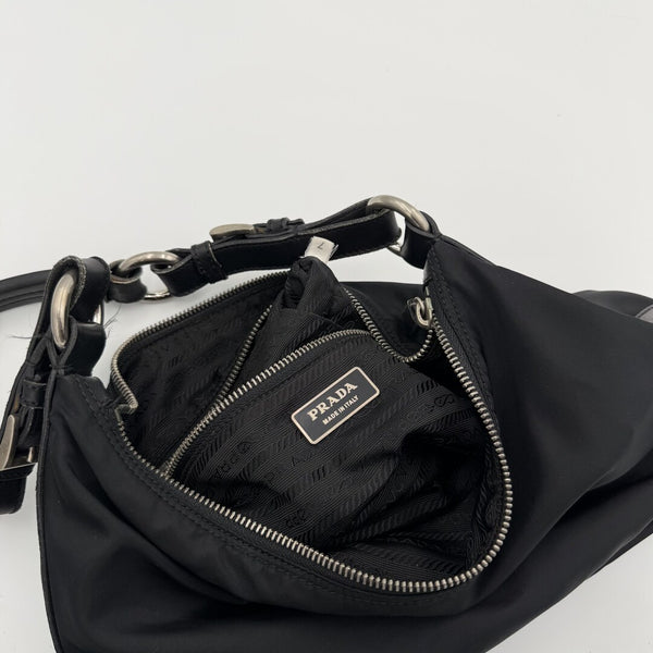 Prada Tessuto Hobo Nylon Black Shoulder Bag