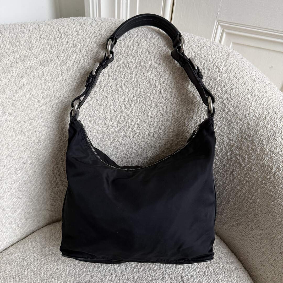 Prada Tessuto Hobo Nylon Black Shoulder Bag
