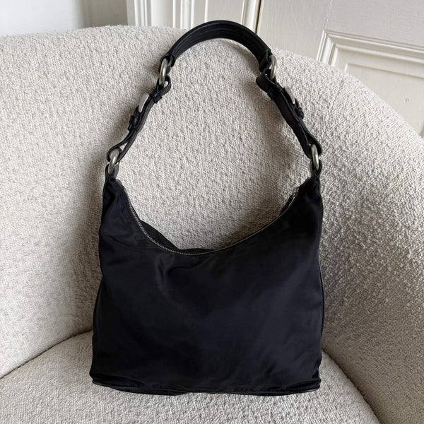 Prada Tessuto Hobo Nylon Black Shoulder Bag