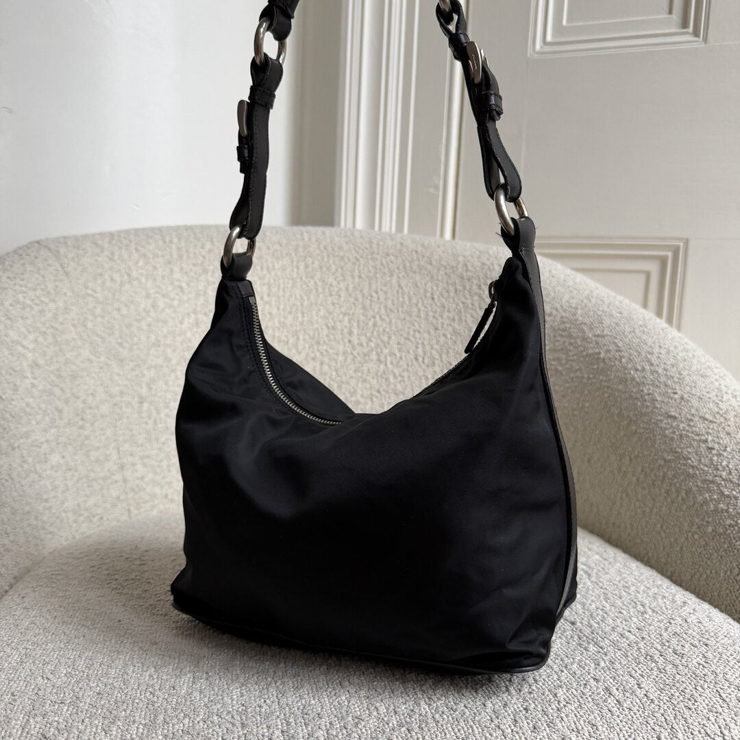 Prada Tessuto Hobo Nylon Black Shoulder Bag