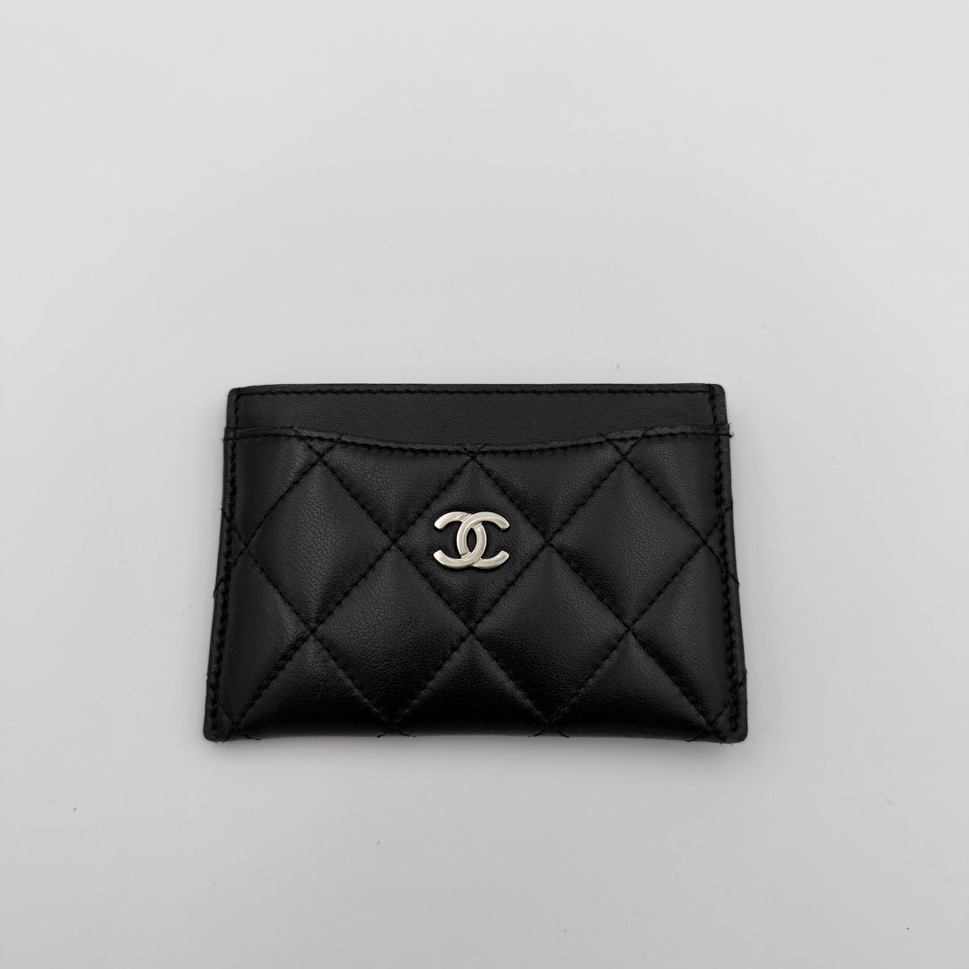 2018 Chanel CC Black Leather Card Case Wallet