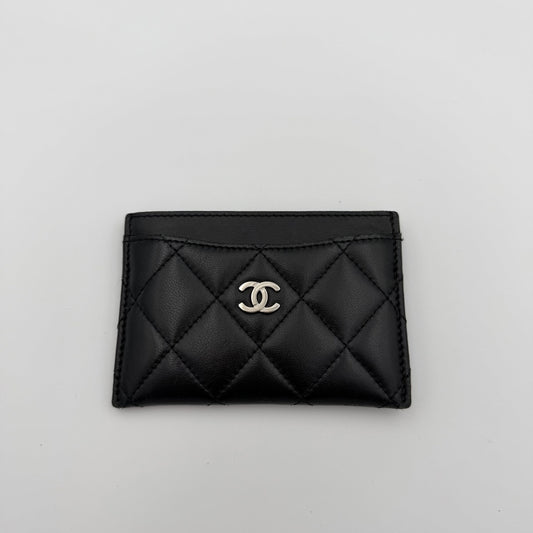2018 Chanel CC Black Leather Card Case Wallet