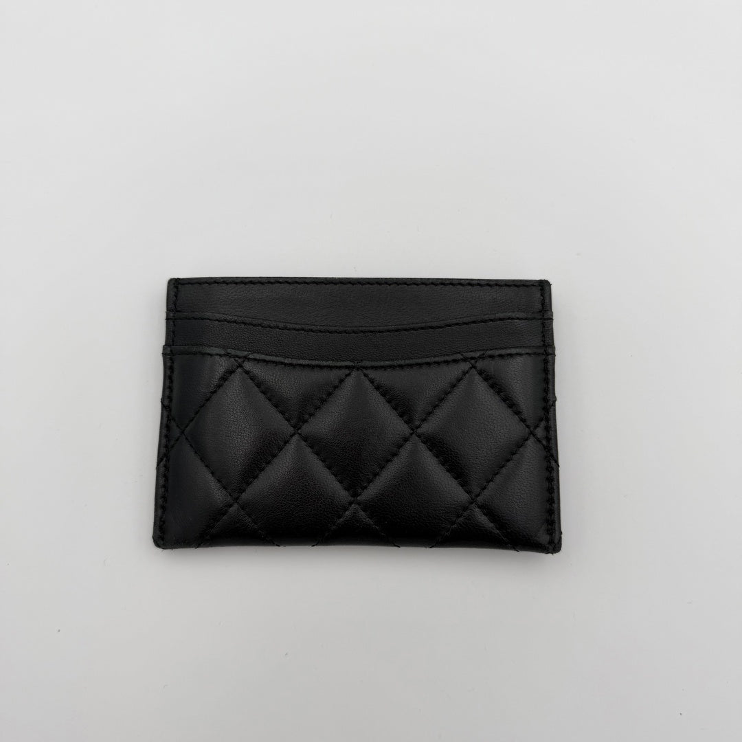 2018 Chanel CC Black Leather Card Case Wallet