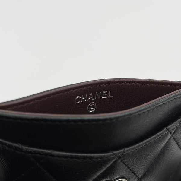 2018 Chanel CC Black Leather Card Case Wallet
