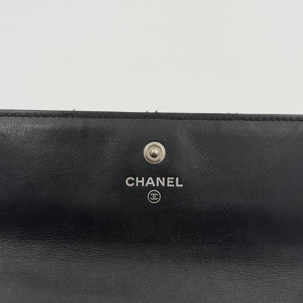 2010 Chanel CC Matelasse Patent Black Leather Long Wallet
