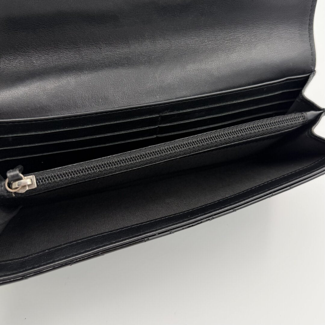 2010 Chanel CC Matelasse Patent Black Leather Long Wallet
